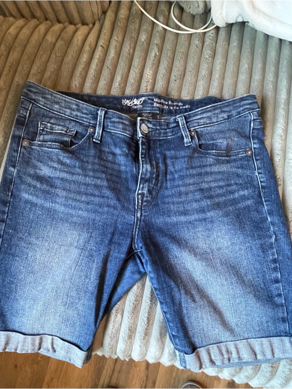 Mossimo Supply Co. Dark Blue Denim Roll-Cuff Jean Shorts